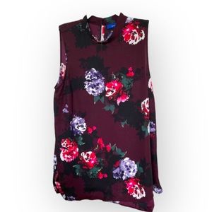 Apt 9 Womens Purple Floral Sleeveless Blouse
